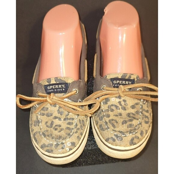 Sperry Top-Sider Shoe Bahama Boat Shoe Sequins Animal Print - Size 4 - Picture 5 of 13